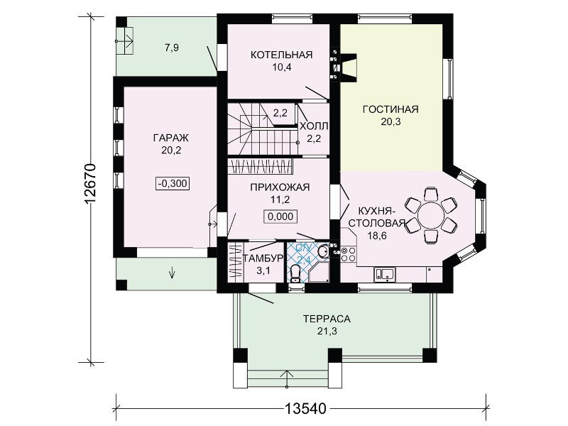 Проект коттеджа с гаражом