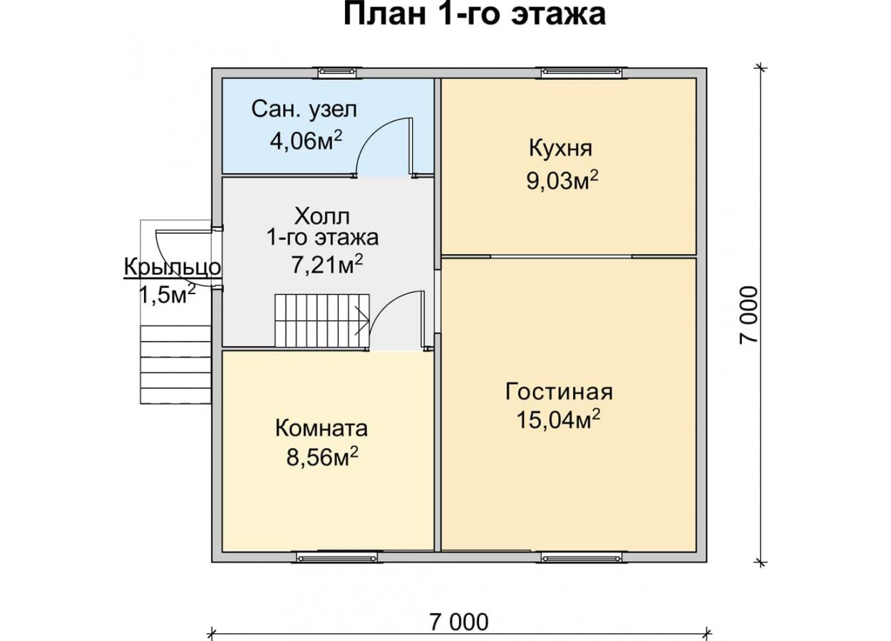 Проект дачного дома Стрелец 1 К 150 из каркаса, жилая площадь – 79.72